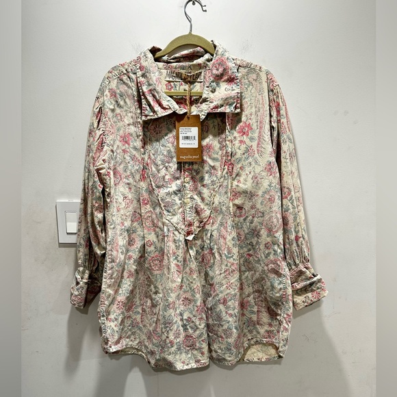NWT Magnolia pearl top 1123 block print tora shirt - Picture 3 of 7